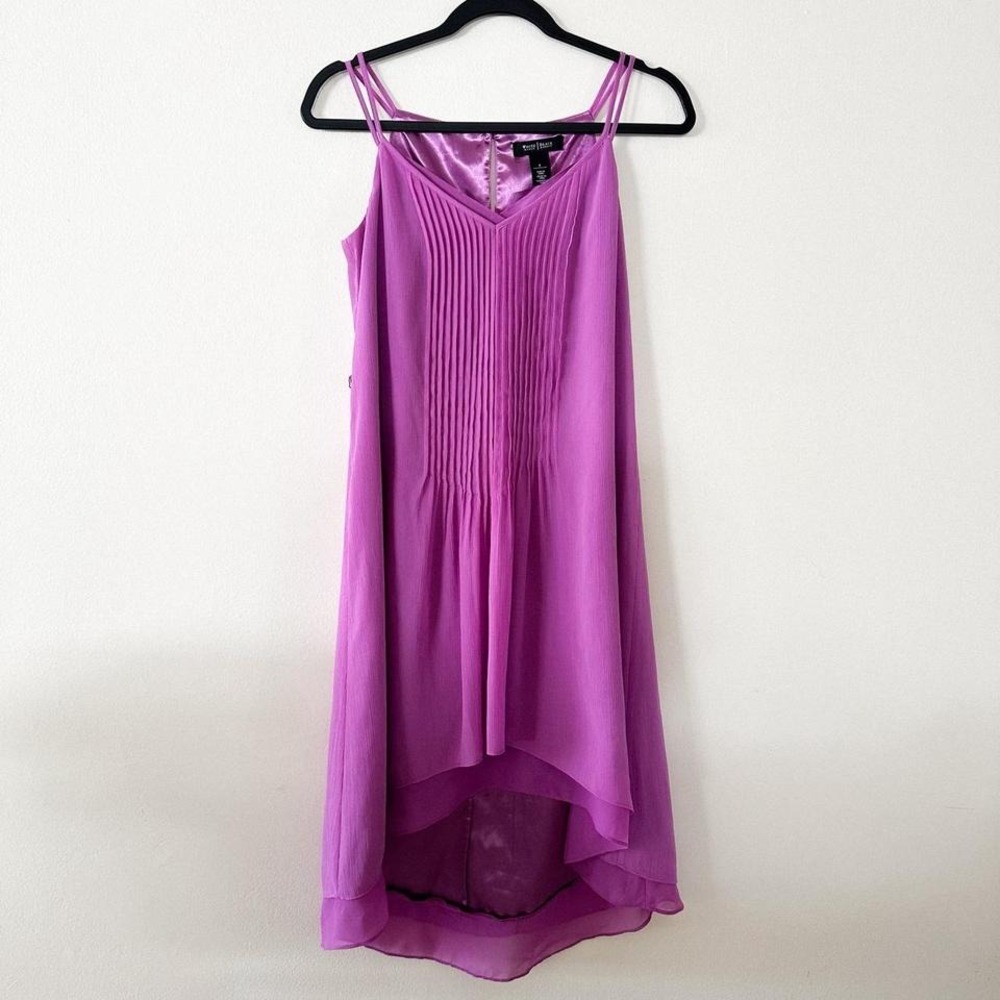 White House Black Market Magenta Purple Pleated High-Low Dress‎ Womens Size 0